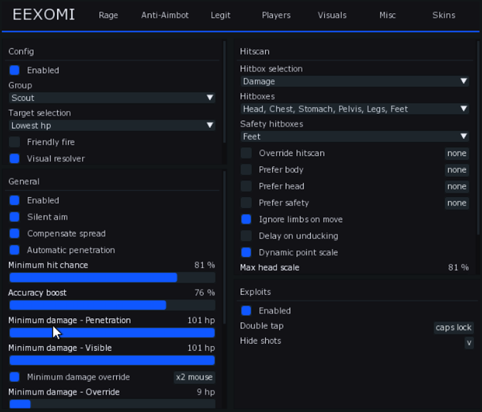 EeXOMI menu preview
